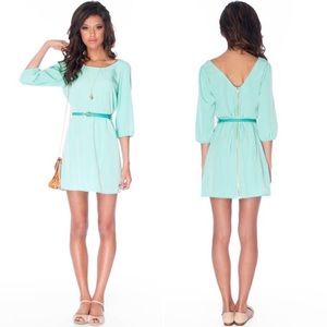 Green Dress. Sleeved Dress. Mint Dress.